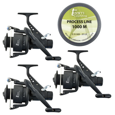 Pack 3 Moulinets Dark Water 6000 FS Debrayable + 1000m de 0.35mm - Moulinets | Pacific Pêche