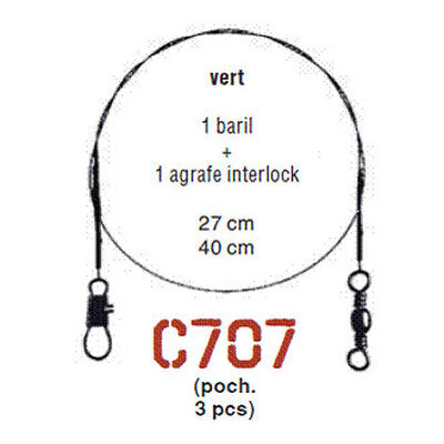 Bas de ligne acier monté carnassier cannelle avancon nylflex c707 27cm (x3) - Bas de ligne montés | Pacific Pêche